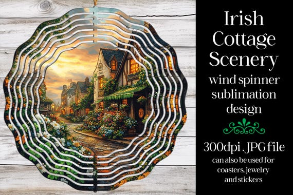 St Patrick's Day Wind Spinner | Irish Cottage Spinner |Sublimation St Patrick's Day | Irish Wind Spinner | Sublimation Wind Spinner | w9