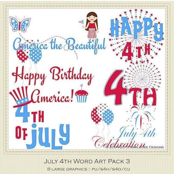 4th of July Word Art Graphics | July 4th Colors package 3 | Digital Designer Tool | Sublimation July 4th