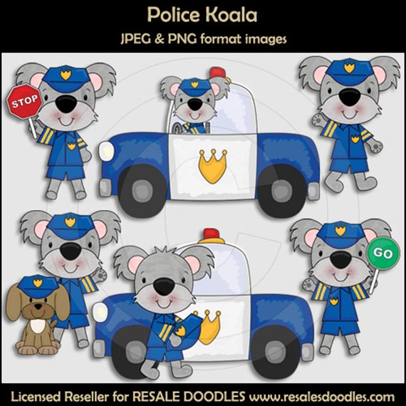 Police Koala Clipart - Australia - Koala Bear - Wild Animal - Peace Officer - Policeman - Cops - Law Enforcement - Scrappin Doodles