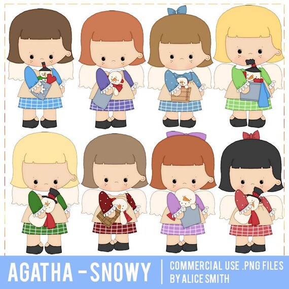 Agatha Angels Clipart, Angel Graphics, Snowman, Christmas Clipart, Christmas Graphics, Sublimation Angel PNG, Sublimation Winter PNG