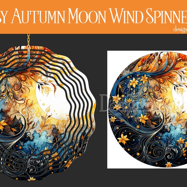Fantasy Autumn Moon Wind Spinner Sublimation | Fantasy Moons Wind Spinner | Fantasy Spinner | Sublimation Wind Spinner | Wind Spinner Design