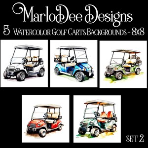 Golf Hintergründe, Vatertag, Sublimation, Aquarell Golf Cart Style Hintergründe, 8x8, Card Toppers, Aquarell Golf, Golf Cart