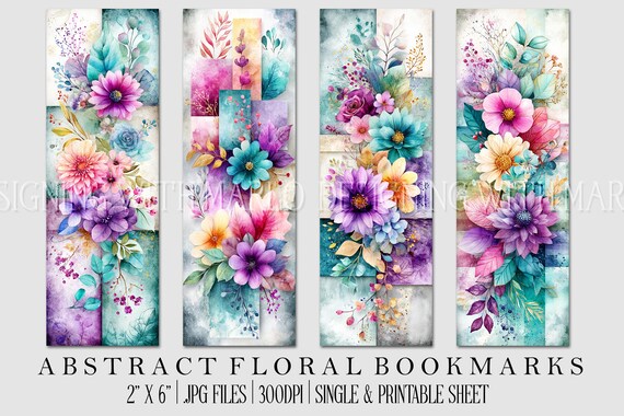 Floral Printable Bookmark, Pretty Bookmark, Feminine Bookmark, Printable, JPG Bookmark, Mother's Day, Grandparent's Day Bookmark, Librarian