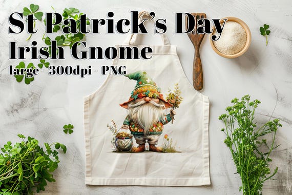 Irish Gnome Clipart, Irish Gnome Sublimation, Gnome Design, Gnome PNG, Gnome Wearing a Sweater, Gnome Illustration, St Patrick's Day Gnome
