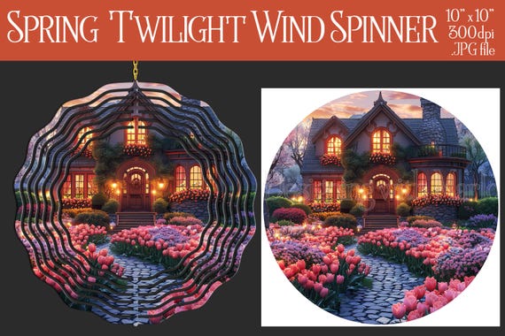 Spring Twilight Wind Spinner Sublimation | Spring Garden Wind Spinner | Spring Spinner | Sublimation Wind Spinner | Wind Spinner Design