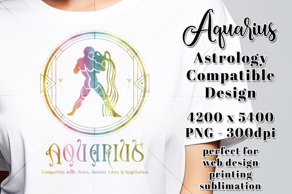 Aquarius Compatibility PNG | Zodiac PNG | Sublimation Zodiac PNG | Astrology T-Shirt Design | Aquarius Digital Download | Horoscope Aquarius