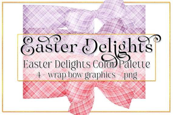 Easter Graphics | Photo Wrap Bows | Easter Delights Color Palette | Plaid Easter Bow | Easter Holiday | Spring Bow | Easter Clipart