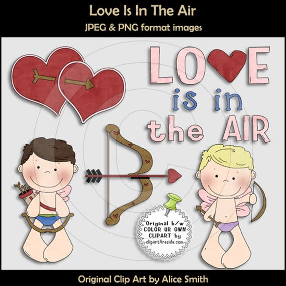 Love is in the Air Clip Art - Valentine's Day - Cupid - Fairy - Bow - Arrow - Heart - Love - Romance - Alice Smith - Scrappin Doodles