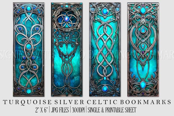 Irish Celtic Printable Bookmark, Irish Bookmark, Celtic Bookmark, Printable, JPG Bookmark, St Patrick's Day, Fantasy Bookmark, Turquoise