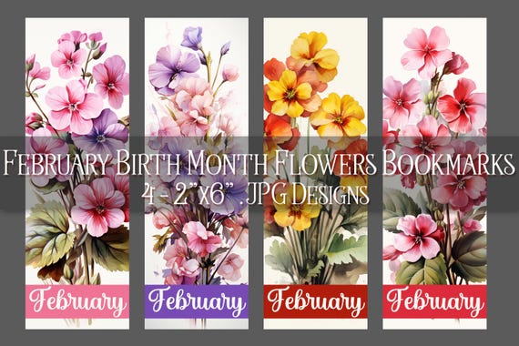 February Bookmark, Primrose Printable Bookmark, Winter Bookmark, Printable, Floral Bookmark, Sublimation, Valentine's Day Bookmark