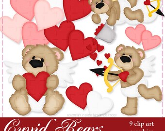 Teddy Bear Cupid Clip Art | valentines png | Valentine's Day