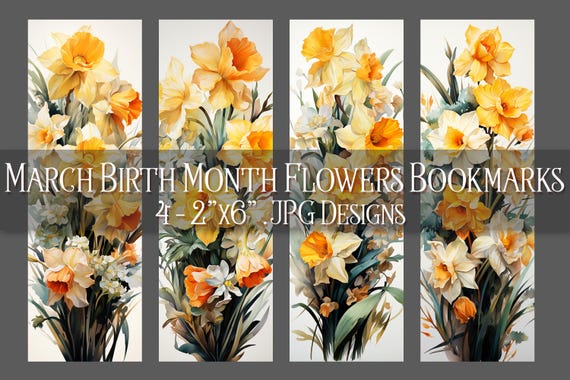 March Bookmark, Jonquil Printable Bookmark, Spring Bookmark, Printable, Floral Bookmark, Sublimation, Pisces Birthday Gift Idea, Daffodil