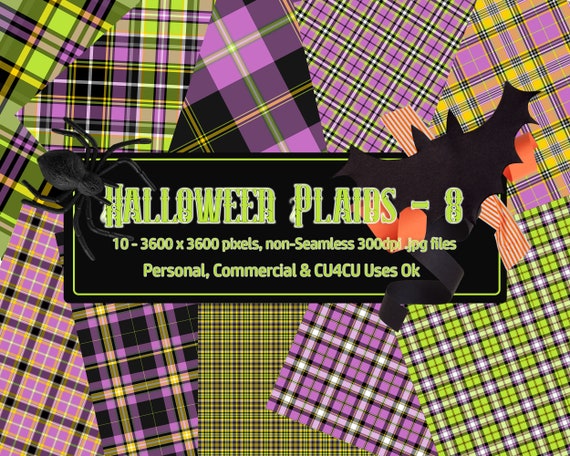 Halloween Plaid Non Seamless Backgrounds 8 Etsy