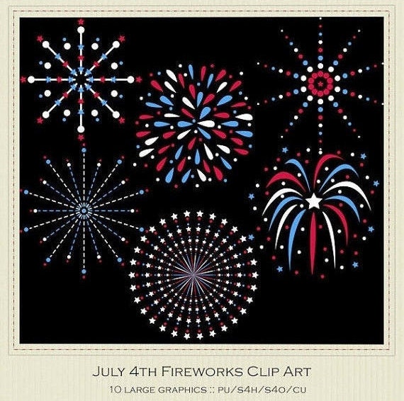 Commercial Use Clip Art Graphics | July 4th Fireworks | MarloDee Designs