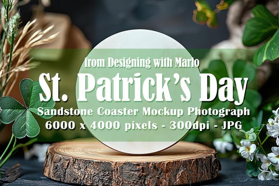 Sandstone Coaster Mockup, St Patrick's Day Mockup, Irish Mockup. St Patrick's Day Coaster, Irish Stock Photo, Coaster Photograph, p10