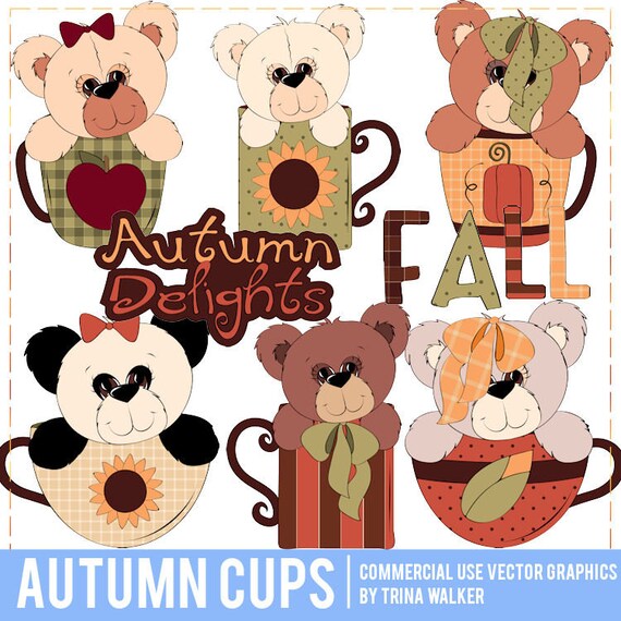 Autumn Bear Cups - Vector Clipart Graphics