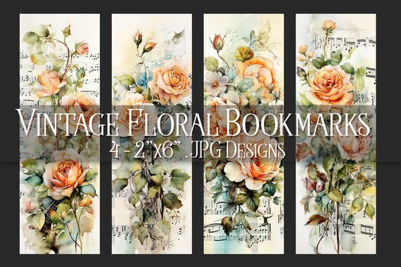 Vintage Floral Printable Bookmark, Floral Bookmark, Flower Bookmark, Printable Bookmark, JPG Bookmark, Sublimation, Print Your Own Bookmark