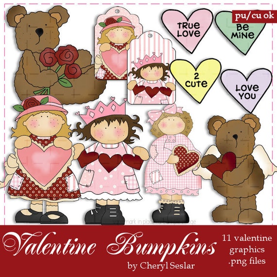 Valentine Bumpkins Clip Art by Cheryl Seslar