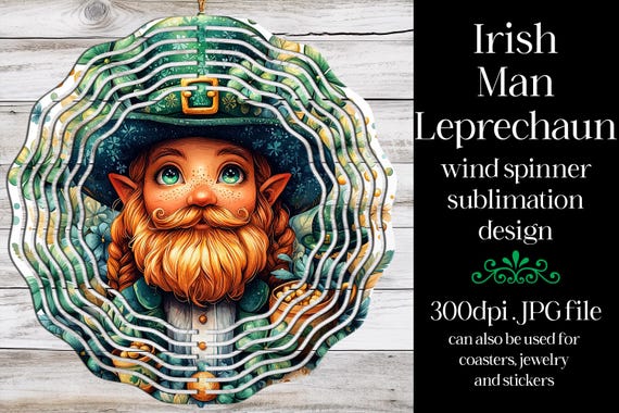 St Patrick's Day Wind Spinner | Irish Leprechaun Spinner |Sublimation St Patrick's Day | Irish Wind Spinner | Sublimation Wind Spinner | w8