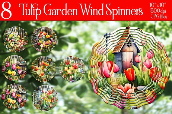 Tulip Gardens Wind Spinner Sublimation | Flower Wind Spinner | Pretty Flowers Wind Spinner | Sublimation Wind Spinner | Wind Spinner Floral