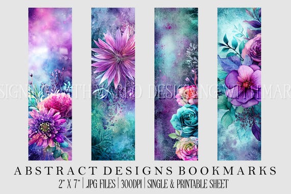 Abstract Style 2x7 Bookmark, Printable Bookmark, Feminine Bookmark, Printable, JPG Bookmark, Gift for Avid Reader, Book Lover, Librarian