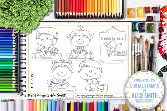 Be A Nurse (When I Grow Up) - Digital Stamps by Alice Smith