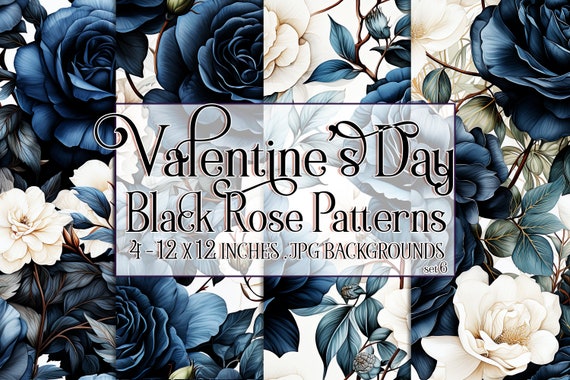 Valentine's Day, Romantic Valentine, Valentine Roses, Valentine Patterns, Flowers, Seamless Patterns, Black Roses, Seamless Rose Pattern