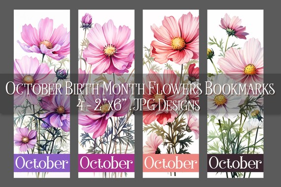 October Bookmark, Cosmos Printable Bookmark, Halloween Bookmark, Printable, Floral Bookmark, Sublimation, October Birthday Gift Idea