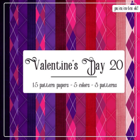 CLEARANCE - Valentine's Day Colors 20 Scrapbook Size Digital Argyle Designer Backgrounds