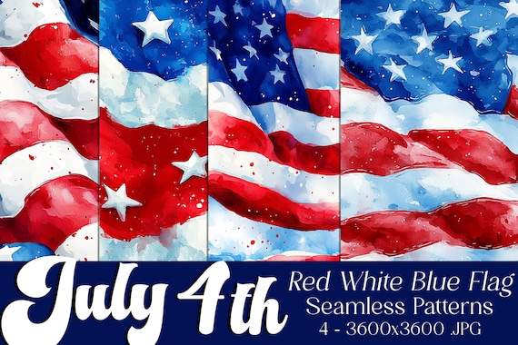 July 4th Seamless Patterns, July 4th Patterns, Red White Blue Flag Pattern, July 4th Flag, 4th of July, American Flag Pattern, Seamless Flag