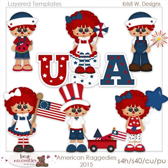 American Raggedies Layered Templates by Kristi W Designs