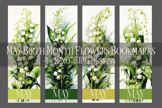 May Bookmark, Lily of the Valley Printable Bookmark, Spring Bookmark, Printable, Floral Bookmark, Sublimation, May Birthday Gift Idea