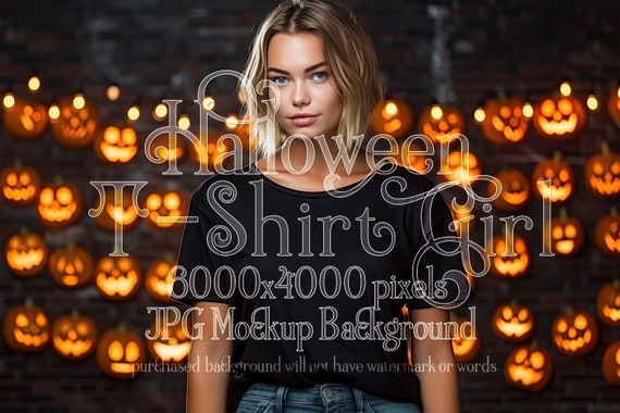 Halloween Mockup | Black T-Shirt Mockup | Stock Photo | Gothic Mockup | T-Shirt Mockup | Female Mockup | Woman Mockup | Clothing Mockup d1