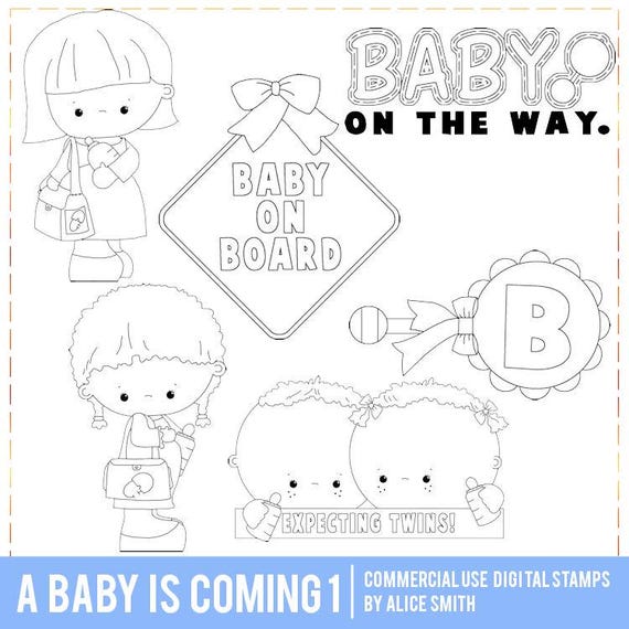 A Baby is Coming. Baby on Board, Baby Digital Stamps, Baby Line Art, Expecting Mother, Mother's Day, Pregnant, Sublimation Baby PNG