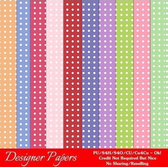 Multi Colors Polka Dot Patterns, Polka Dot Paper, Scrapbook Dotted Paper, Digital Paper, Digi Paper, Dot Paper