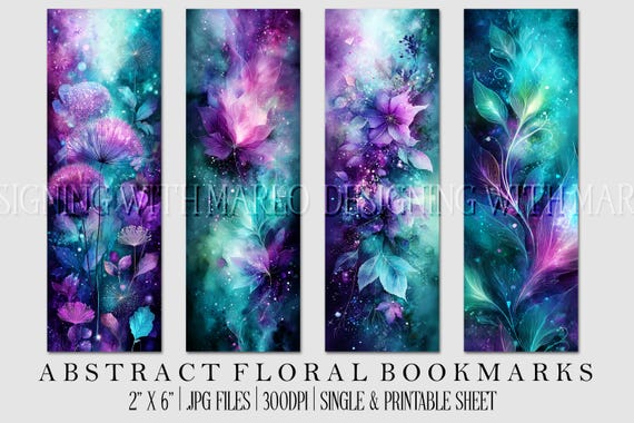 Floral Printable Bookmark, Pretty Bookmark, Feminine Bookmark, Printable, JPG Bookmark, Mother's Day, Grandparent's Day Bookmark, Librarian