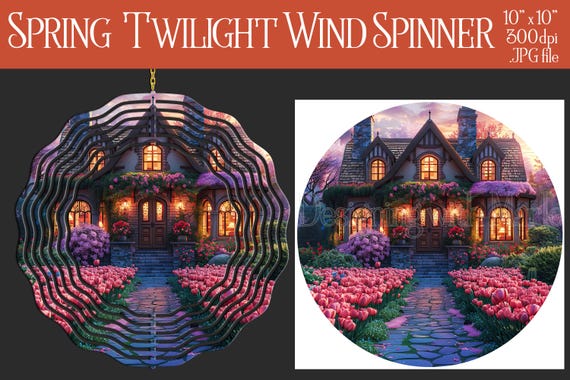 Spring Twilight Wind Spinner Sublimation | Spring Garden Wind Spinner | Spring Spinner | Sublimation Wind Spinner | Wind Spinner Design
