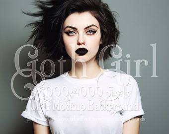 Goth Mockup | Goth Girl Mockup | AI Stock Photo Mockup | Gothic Mockup | T-Shirt Mockup | Female Mockup | Woman Mockup | Clothing Mockup