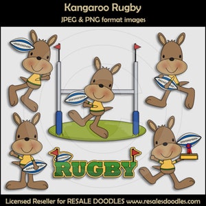 Kangaroo Rugby - Sports Clipart - Revente Doodles - Australie - Kanga - Football