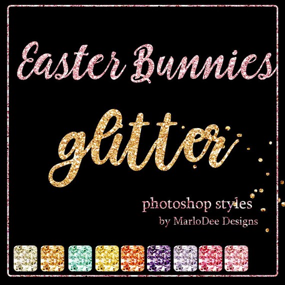 CU4CU Photoshop Styles | Easter Bunnies Glitter | Digital Designer Tool