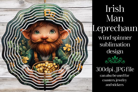 St Patrick's Day Wind Spinner | Irish Leprechaun Spinner |Sublimation St Patrick's Day | Irish Wind Spinner | Sublimation Wind Spinner | w14