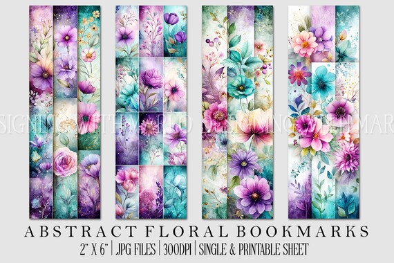 Floral Printable Bookmark, Pretty Bookmark, Feminine Bookmark, Printable, JPG Bookmark, Mother's Day, Grandparent's Day Bookmark, Librarian