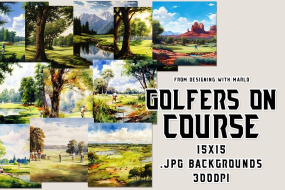 Golfers Watercolor 15x15 Backgrounds, Watercolor Papers, Watercolor Backgrounds, Scrapbook Papers, Father's Day Papers, Father's Day