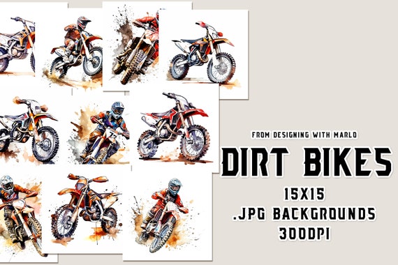 Dirt Bikes Watercolor 15x15 Backgrounds, Watercolor Papers, Watercolor Backgrounds, Scrapbook Papers, Father's Day Papers, Father's Day