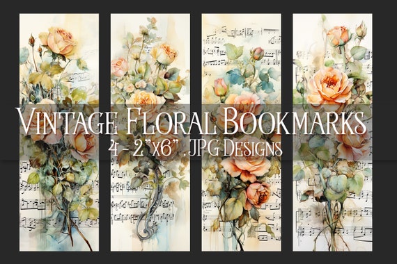 Vintage Floral Printable Bookmark, Floral Bookmark, Flower Bookmark, Printable Bookmark, JPG Bookmark, Sublimation, Print Your Own Bookmark