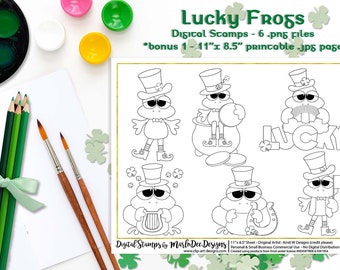 Lucky Frogs - St. Patrick's Day Digital Stamps