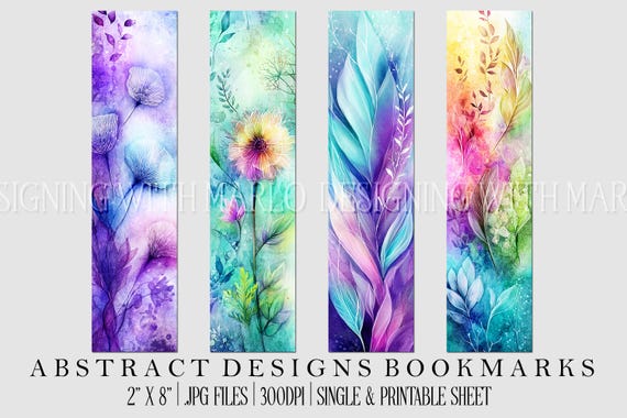 Abstract Style 2x8 Bookmark, Printable Bookmark, Feminine Bookmark, Printable, JPG Bookmark, Gift for Avid Reader, Book Lover, Librarian
