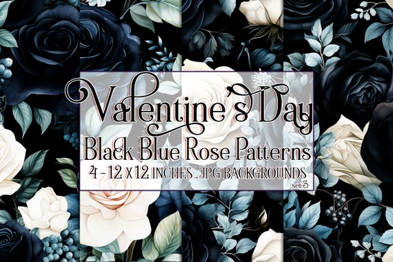 Valentine's Day, Romantic Valentine, Valentine Roses, Valentine Patterns, Flowers, Seamless Patterns, Black Roses, Blue Roses, Rose Pattern