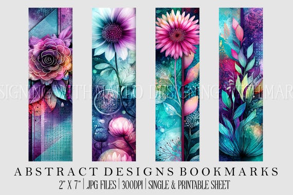 Abstract Style 2x7 Bookmark, Printable Bookmark, Feminine Bookmark, Printable, JPG Bookmark, Gift for Avid Reader, Book Lover, Librarian