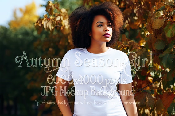 Autumn Mockup | Autumn Girl Background Mockup | Stock Photo Mockup | African American Girl Mockup | T-Shirt Mockup | Fall Seaon Background